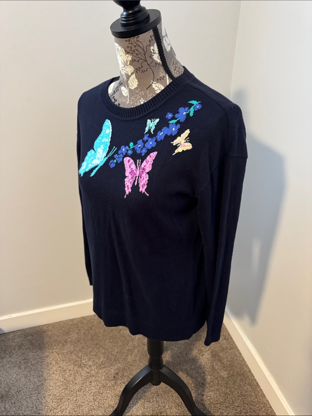 Talbots Knit Navy Crewneck Sweater